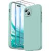 SURPHY Cover con 2*Vetro Temperato e laccetto per iPhone 15 plus (6,7), Silicone Custodia per iphone 15 plus, Protezione Fotocamera, Compatibile con 15 plus Case Protezione Completa, Verde menta