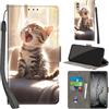 PHINIENLAND Cover per Huawei P Smart 2019 Case PU Pelle Custodia [Kickstand] [Chiusura magnetica] [Slot per Schede], Portafoglio Flip Custodia per Honor 10 Lite,Gatto