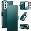 Yunubeyii Cover Libro per Samsung Galaxy S22 5G,Verde | Blocco RFID,Luxury PU Pelle,Portafoglio,Card Holder,Magnetic Phone Custodia,Kickstand,Protettiva,Antiurto