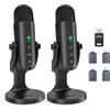 zealsound Microfono USB wireless 2 in 1 per interviste podcast, streaming dual-live, registrazioni, co-commenti di gioco, YuTuber, Dual 2.4 GHz, microfono wireless Plug & Play per PC, cellulare