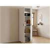 Dmora - Armadio multiuso 2 ante Serro, Mobile multifunzione, Guardaroba porta scarpe, 61x35h190 cm, Bianco