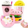 VICTERR 4 Pezzi Squishy di Giocattoli Unicorno Rosa, Adorabili Giocattoli Sensoriali Morbidi Kawaii Antistress per Ansia e Autismo, Giocattoli Squishy per Bambini e Adulti, Regali di Compleanno di Natale