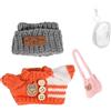 LEWOTE Set di Abbigliamento per Bambola 17cm, Cappello Abito Ornamenti Accessori Set [Con Borsa di Stoccaggio di Abbigliamento Bambola] (Grey Hat/Orange Shirt/Pink Bag)