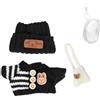 LEWOTE Set di Abbigliamento per Bambola 17cm, Cappello Abito Ornamenti Accessori Set [Con Borsa di Stoccaggio di Abbigliamento Bambola] (Black Hat/Black Clothes/White Bag)