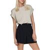 ONLY Onllieke S/S Satin Mix Top Wvn Noos Camicia a Maniche Corte, Marrone, XS Donna