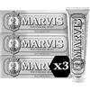 Marvis Dentifricio alla menta sbiancante, 3 × 85 ml, dentifricio sbiancante favorisce uno sbiancamento naturale dei denti, il dentifricio rimuove la placca e dona freschezza duratura