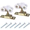 BOXOB 2 Pezzi Ruote per Porte Scorrevoli da 3/4 Kit di Ricambio, Kit Rulli Porte Scorrevoli con Gancio Superiore per Johnson Ferramenta Accessori Bypass e Armadi (Oro)