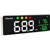 DANOPLUS Decibel, misuratore di livello sonoro da appendere alla parete, grande display a LED, misuratore di rumore, temperatura e umidità, con indicatore di icone di allarme, ampie applicazioni per aule,