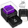 Hnustbo Festa Della Mamma Regalo Originale, Rosa Stabilizzata Vera Rosa eterna Con Collana, Regalo Natale Donna, Rosa Eterna Stabilizzata, Regali San Valentino Regalo Natale Compleanno per la Mamma