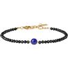 COAI Bracciale Minimalista da Donna in Pietre Naturali con Perline Sfaccettate di Tormalina Nera e Lapislazzuli, Bracciale di Tormalina Nera da Donna
