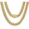 ROWIN&CO Collana Uomo a Catena Cubana Oro 18K, Gioielli Hip Hop per Ragazzi, Catena d'Oro Grande, Catena Grossa Acciaio Inossidabile 15mm, Lunghezze 46-88 cm. (46 Centimetri)