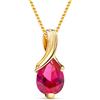 MIORE-Collana Donna con Ovale di Rubino. Ciondolo Oro Giallo 14KT 585-Catena in Argento 925 Placcata Oro 18KT Cm. 45 - Gioiello Anallergico
