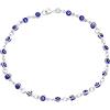 Bling Jewelry Amuleto di protezione turco multi colore blu navy fascino slender malocchio cavigliera bracciale a maglie per donne adolescenti 14 carati giallo oro rosa placcato oro 925 argento