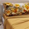 PETTI Artigiani Italiani - Lenzuola in Cotone con Federe in Stampa Digitale, Una Piazza e Mezza Francese, Completo Lenzuolo Sopra e Sotto con Angoli, Floreale 06 17 Giallo Ocra, 100% Made in Italy