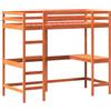 vidaXL Letto Soppalco con Scrivania Marrone Cera 90x190 cm Legno Pino