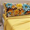 PETTI Artigiani Italiani - Lenzuola in Cotone con Federe in Stampa Digitale, Una Piazza e Mezza Francese, Completo Lenzuolo Sopra e Sotto con Angoli, Floreale 05 16 Giallo, 100% Made in Italy