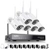 SANNCE Kit Videosorveglianza Wireless, Telecamere WiFi da esterno, APP Android/IOS, Visione Notturna, Sensore di Movimento, 8 Canali Kit 6 Telecamere 1080P Senza HDD