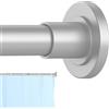 CorkLatta Asta per tenda da doccia argentata, diametro da 80 a 203 cm, con molla regolabile, in acciaio inox, facile da installare, non arrugginisce