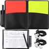 FLZONHUT Cartellini Arbitro Calcio,Set Cartellini Arbitro con 2 Fischietto Arbitro,Fischietti Arbitro in Metallo,Cartellini Rossi e Gialli con Fogli Portafogli per Sport,Calcio,Partita di Basket,Arbitri