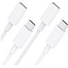 Stouchi USB C Prolunga [2Pack] per Caricatore Magsafe PS5 Tipo C Maschio a Femmina Supporto Prolunga USB 9V 3A per Caricatore Magsafe iPhone 13/12 480Mbps Trasferimento Dati 1M/3.3Ft-Bianco