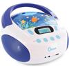 MOOOV 477170 Lettore CD Portatile per Bambini con USB, Presa per le Cuffie - Stereo Baby Boombox con Gira CD - Lettore Musicale per Casa e Viaggio, Design Colorato - Modello di Ocean - Blu/Bianco