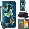 PHINIENLAND Cover per Samsung Galaxy A53 5G custodia portafoglio Turquoise | 3 scomparti carte, 1 tasca banconote, Chiusura magnetica, Supporto, Pelle PU flip cover per Samsung A53 5G