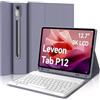 FOGARI Tastiera per Lenovo P12 da 12,7 pollici, Keyboard ltaliana Senza fili, Bluetooth Rimovibile Custodia con Tastiera per Lenovo Tab P12 12,7 2023, Viola