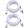 KUOQIY 2 Pezzi 3m 5.5x2.1 mm 24V 12V Cavi di Prolunga per Alimentazione DC, DC Cavo Estensione Maschio a Femmina 22AWG, per Telecamera Sicurezza CCTV, DVR, Bianco
