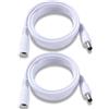KUOQIY 2 Pezzi 2m 5.5x2.1 mm 24V 12V Cavi di Prolunga per Alimentazione DC, DC Cavo Estensione Maschio a Femmina 22AWG, per Telecamera Sicurezza CCTV, DVR, Bianco