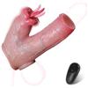 Dolamgel Guaina Fallica Vibratore Sex Toys Uomo - Anello Vibrante per Pene in Silicone Riutilizzabile Realistico con 10 Modalità di Vibrazione, Guaina Pene Lingua Leccabile Sexytoys Vibratore per Uomo Coppia