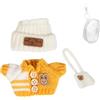 LEWOTE Set di Abbigliamento per Bambola 17cm, Cappello Abito Ornamenti Accessori Set [Con Borsa di Stoccaggio di Abbigliamento Bambola] (White Hat/Yellow Coat/White Bag)