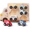 WOODEN TEETHER Set di 6 auto in legno per bambini - Set di auto in legno con camion dei pompieri, ambulano, taxi zund più - giocattoli in legno per ragazzi e ragazze, Montessori giocattoli per bambini a partire da 1