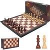 Sudnsadaks Scacchiera, 24 × 24 Cm Portatili Pieghevole Scacchiere, Scacchi Magnetici Venature del Legno in Plastica, Dama Gioco Tavola Professionale Magnetica, Chess Board per Bambini Viaggio Pedine