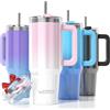 WATERSY 891ml Tazza Termica con Manico, 30oz Tazza da Caffè Doppia Parete Acciaio Inox Senza BPA, Bicchiere Termico Lavabile in Lavastoviglie, per Palestra, Auto e Viaggio (Rosa-Bianco)
