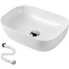MAGIC SELECT Lavabo in Ceramica, Lavabo da Appoggio Bianco, Lavabo Sospeso Bagno Antimacchia, Facile da Pulire con Attacchi Standard. Ideale per Cucina o Bagno. (50x38x14 CM)