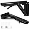 QWORK® 2 Pezzi 250mm Staffe Pieghevoli Pesanti - Ferro Nero- per Tavolo a Muro e Mensola a Muro, Carico Massimo 50 kg