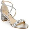 Jewel Badgley Mischka - Sandali con tacco Claudia, Glitter argentato, 40.5 EU