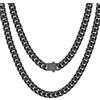 Bestyle Collana Uomo Nero a Catena Cubana Miami 7MM Robusta Grossa, in Acciaio Inossidabile Lunghezza 61CM, Stile Hip Hop Punk Confezione Regalo