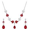 EVER FAITH Set di Gioielli da Sposa Scintillante Goccia Fiore Rosso CZ Bianco Placcato Oro Collana Orecchini per Le Donne Damigella d'Onore