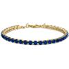 Bling Jewelry Bracciale Da Tennis Classico Con Zaffiro Blu Simulato In Zircone Cubico Rotondo Solitario Da 12 Carati Con Montatura A Griffe In Oro Placcato 14 Carati Per Donne Lunghezza 7,5 Pollici