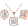 MicLee Collane ciondoli e orecchini di zirconi per donna: Parure di gioielli in argento 925 - Collana orecchini quadrata con zirconi - Gioielli da sposa eleganti - Gioielli per feste in oro rosa
