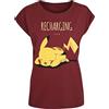 Pokémon Pikachu - Recharging Donna T-Shirt Bordeaux XL 100% Cotone Largo