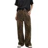 Gienslru Jeans con Leopardo Marrone Chiaro da Donna Pantaloni in Denim da Donna e da Uomo Pantaloni Leopardati Oversize Gamba Larga Pantaloni Street Wear Hip Hop Vintage Casual