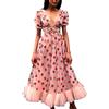 ADMAY 2023 Nuove Donne Fragola Paillettes Ricamo Maglia Girocollo Tunica Vestito Da Partito Tunica Donne, rosa, XXL