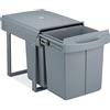 Relaxdays Pattumiera Estraibile con 2 Secchi, Bidoni Raccolta Differenziata Sottolavello, 2x20L, 41,3x34x51,8 cm, Grigio
