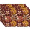 Coolgaga Set di 4 Tovagliette Boho Vintage Geometria Marocchina Mandala Lavabili Tovagliette Lino Cotone Stampate per Tavolo da Pranzo, Cucina, Matrimonio, Uso Quotidiano, Cene, 30cmx45cm, Rosso