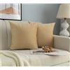 GIRASOLE HOME Coppia Federe Cuscini in Velluto Per Divano e Letto Copricuscini Antiacaro e Ipoallergenico Arredamento Casa con Zip Invisibile 2 pezzi (45x45cm, Beige)