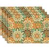 Coolgaga Set di 4 Tovagliette Boho Vintage Geometria Marocchina Mandala Lavabili Tovagliette Lino Cotone Stampate per Tavolo da Pranzo, Cucina, Matrimonio, Uso Quotidiano, Cene, 30cmx45cm, Verde
