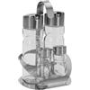 MGE World MGE - Set Olio e Aceto con Sale e Pepe - 4 Pezzi con Supporto in Acciaio Inox - Bottiglie in Vetro Ricaricabili Antigoccia - Elegante per Cucina e Tavola