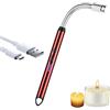 iJiGui Accendino Elettrico, Arco Elettrico Accendino da Cucina Accendigas, Accendini USB Ricaricabile, Collo Lungo Girevole a 360°, Antivento per Candele Gas Cucina Grill Barbecue(Rossa)